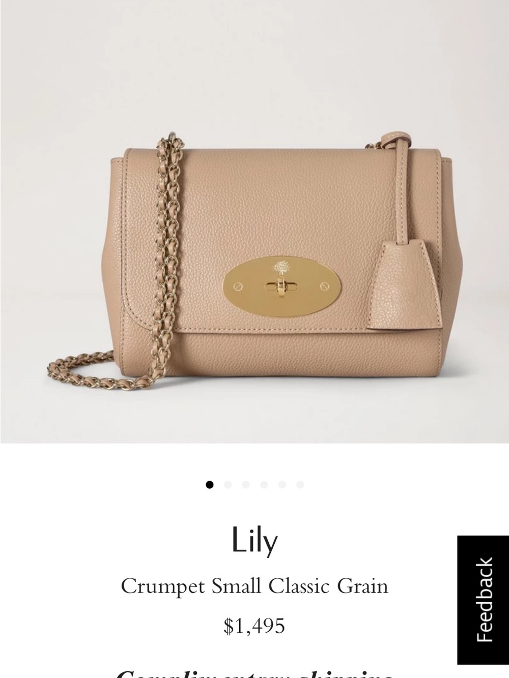 NWT 2026 Mulberry Lily in Crumpet Small Classic Grain - Picture 6 of 7